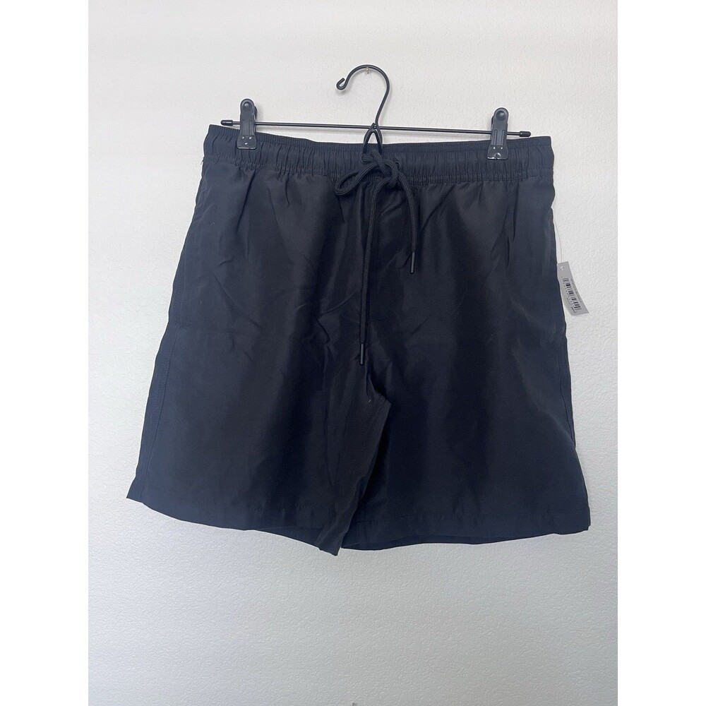 Amazon Essentials Men's Black Swim Trunks M Drawstring Pockets